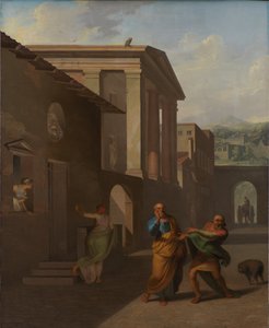 A parteira se despede da menina de Andros. De Terence&39;s Andria de Nicolai Abraham Abildgaard